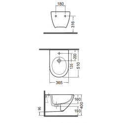 Μπιντέ Κρεμαστό Πορσελάνης Bianco Ceramica Remo 52cm Rimless RMB50-300 Λευκό